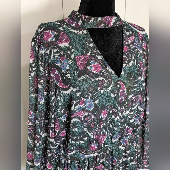 Lane Bryant Women's Cutout Mock-Neck Fit & Flare Dress, Sz18 GreenBlack Like New - Picture 4 of 14